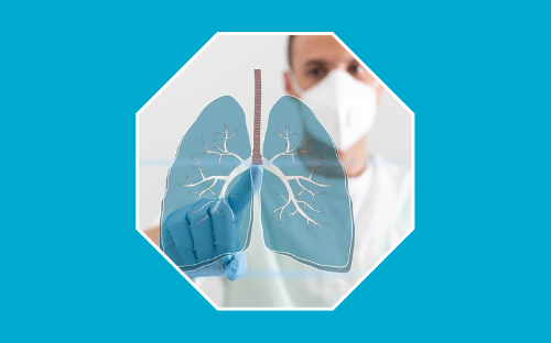 sanitario señalando los pulmones que aparecen en una pantallapantalla 